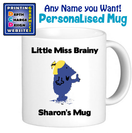 Miss Brainy - Personalised Men Or Miss Mugs - Perfect Goft Xmas Secret Santa - Any Name