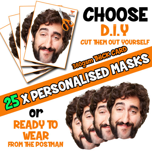 25 x PERSONALISED CUSTOM Stag Masks PHOTO DIY OR CUT PARTY FACE MASKS - Stag & Hen Party Facemasks