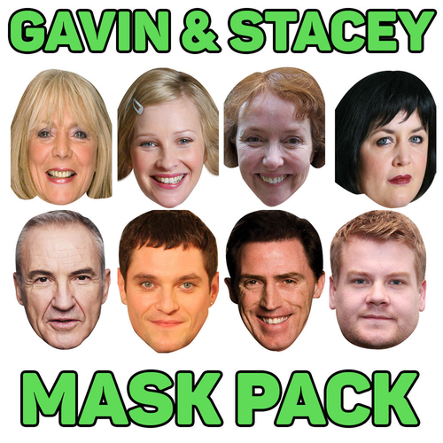 Gavin & Stacey 8 X Fancy Dress Face Mask 2026 Pack - All Characters
