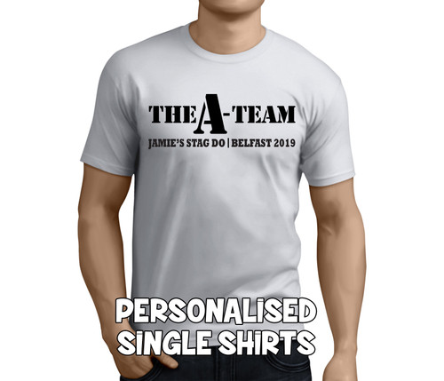 The A Team Stag Black Custom Stag T-Shirt - Any Name - Party Tee