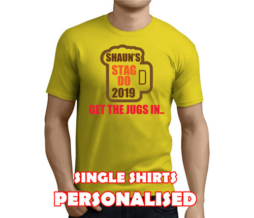 Get The Jugs In Colour Custom Stag T-Shirt - Any Name - Party Tee
