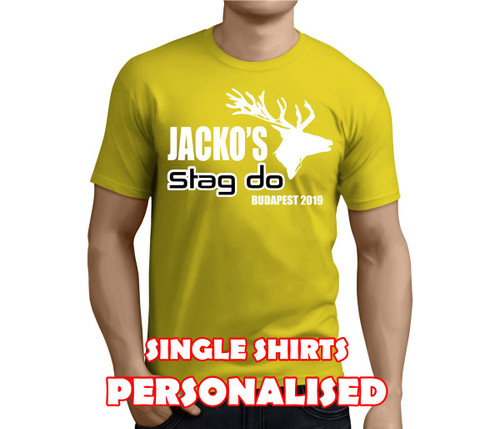 Red Stag White Custom Stag T-Shirt - Any Name - Party Tee