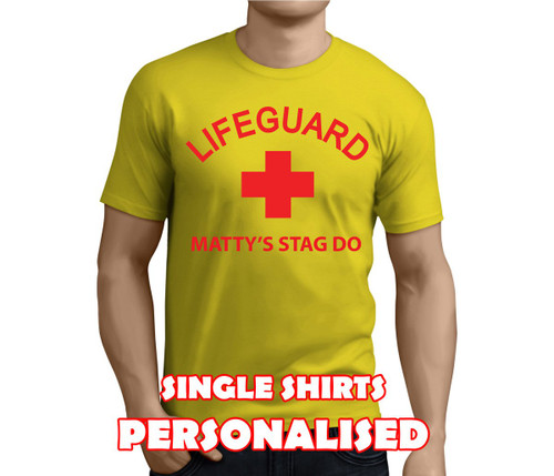 Lifeguard Colour Custom Stag T-Shirt - Any Name - Party Tee