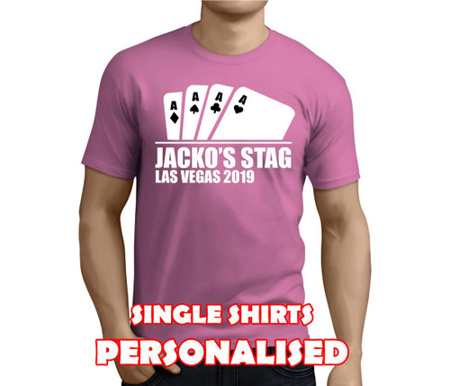 Four Aces White Custom Stag T-Shirt - Any Name - Party Tee