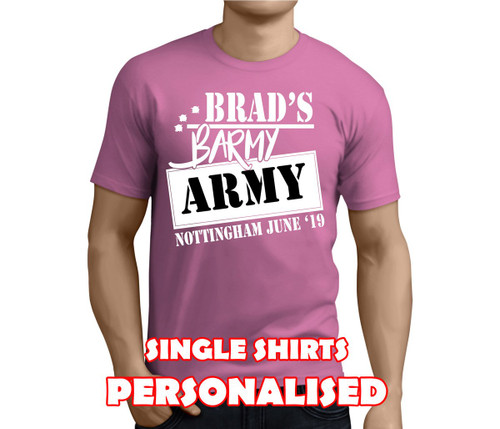 Barmy Army White Custom Stag T-Shirt - Any Name - Party Tee