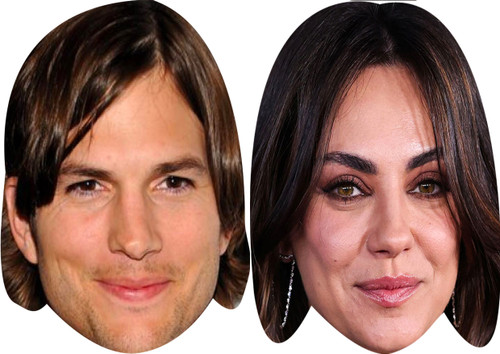 Ashton Kutcher And Mila Kunis - Celebrity Couples Fancy Dress Face Mask Pack