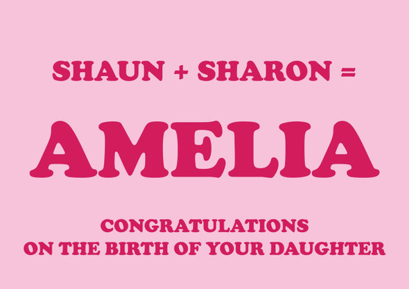 Shaun Plus Sharon Equals Amelia Birthday Card