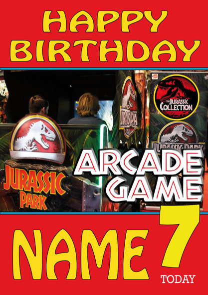 Retro Gaming Jurrassic Park Personalised Card