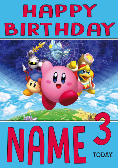 Retro Gaming Kirby Personalised Card