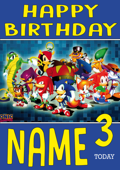 Retro Gaming Sonic The Hedge Hog Personalised Card