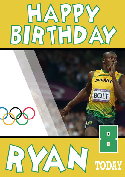 Olympics New 2 Birthday Usain Bolt Card