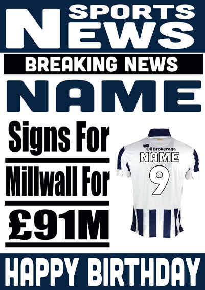 Signed For Millwall Personalised Card