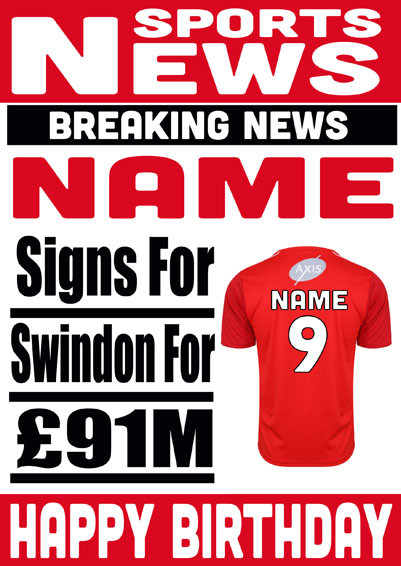 Signed For Swindon Personalised Card