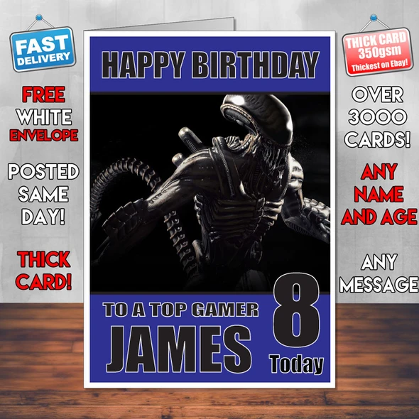 Alien Mortal Kombat Bm1 Personalised Birthday Card