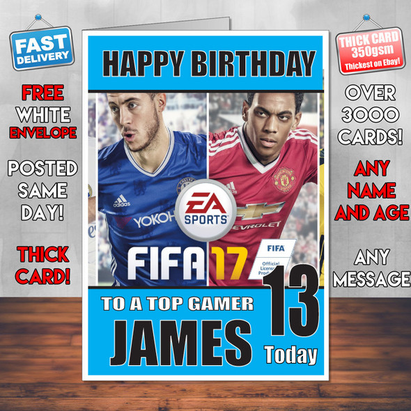 Fifa Footy 3 Bm2 Personalised Birthday Card
