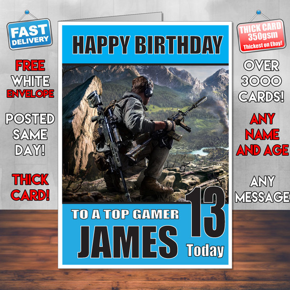 Sniper Ghost Recon Bm2 Personalised Birthday Card