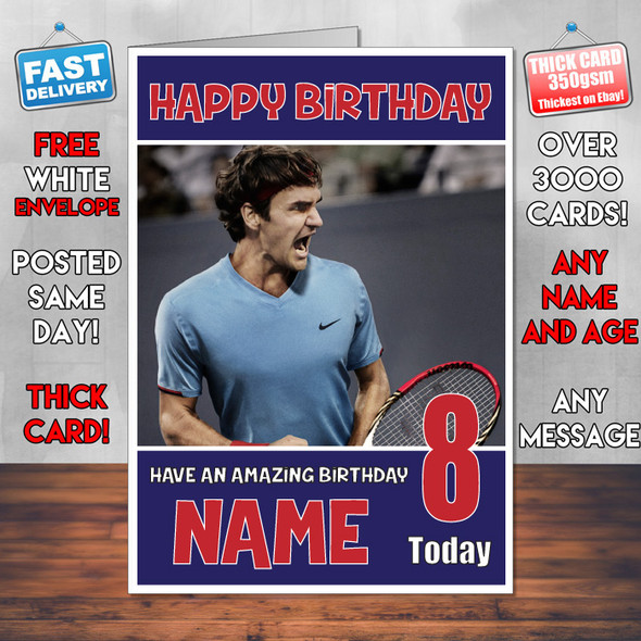 Roger Federer 2 Bm2 Personalised Birthday Card