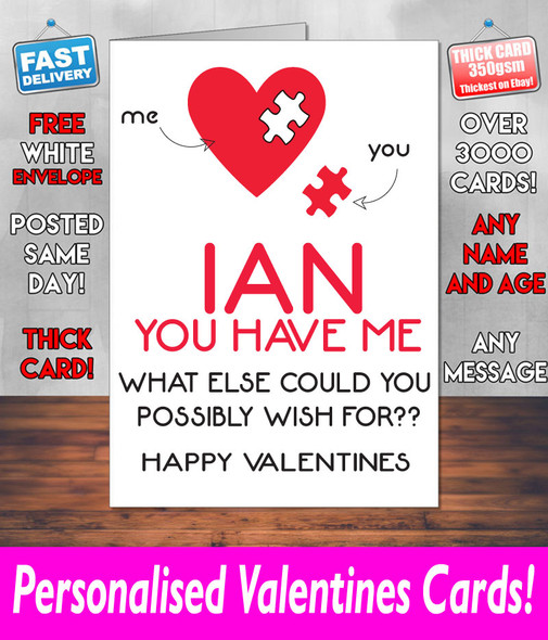 Puzzle Piece Heart Valentines Valentines Day Card