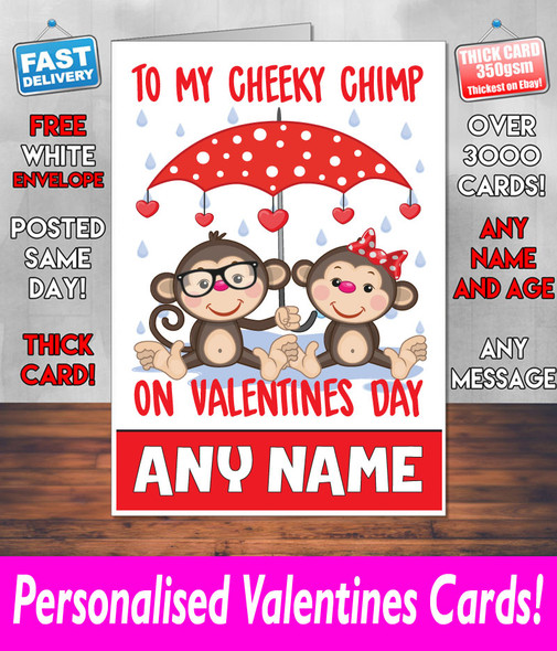 To My Cheeky Chimp Valentines Card Valentines Day Card