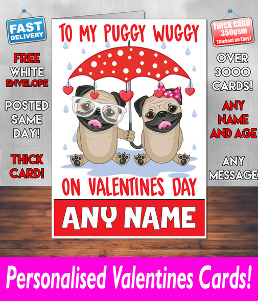 To My Puggy Wuggie Valentines Card