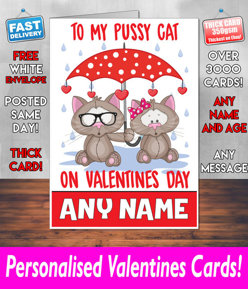 To My Pussy Cat Valentines Card