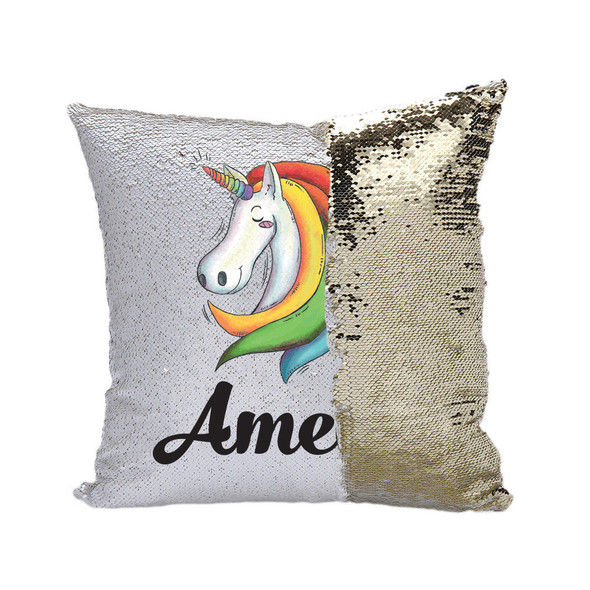 Personalised Unicorn MAGIC PILLOW CUSHION Reveal Mermaid | CUSTOM NAME