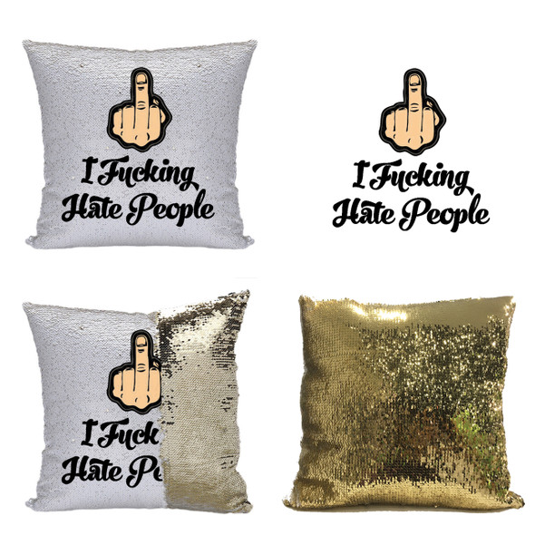 Personalised "I Fucking Hate People" Magic Pillow Cushion Reveal Mermaid | Custom Name