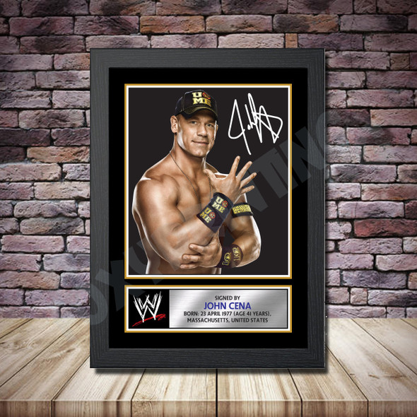 Personalised Signed Wrestling Celebrity Autograph Print - John Cena 2 Framed Or Print Only