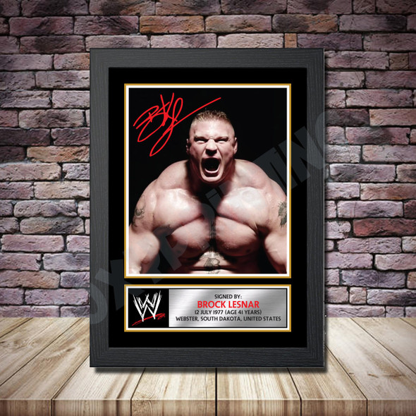 Personalised Signed Wrestling Celebrity Autograph print - Brock Lesnar -A4 A3 A2 A1 - Framed or Print Only