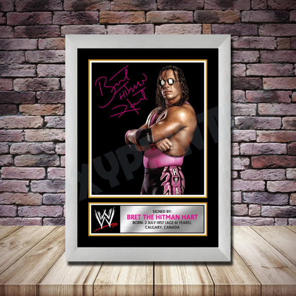 Personalised Signed Wrestling Celebrity Autograph print - The Hitman Hart -A4 A3 A2 A1 - Framed or Print Only
