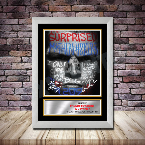 Personalised Signed Celebrity Autograph Print - Connor Mcgregor V Nate Diaz3 Framed Or Print Only