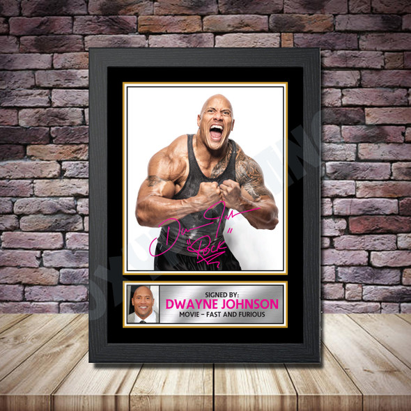 Personalised Signed Movie Autograph Print - Dwayne Johnson 2 Framed Or Print Only