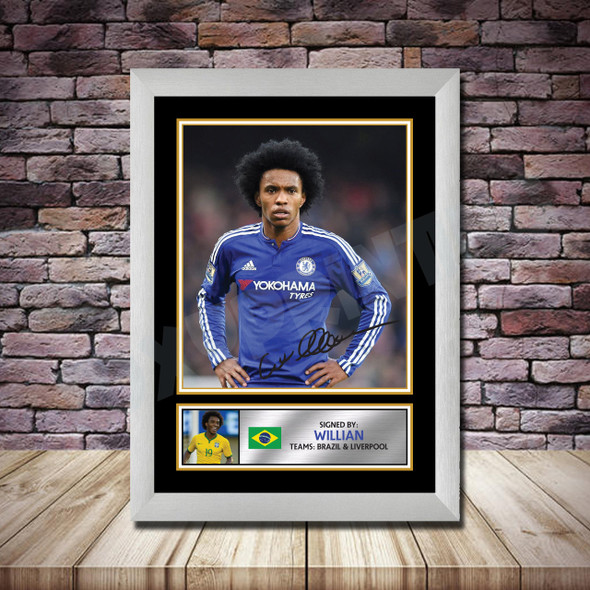 Personalised Signed Football Autograph Print - Willian Framed Or Print Only