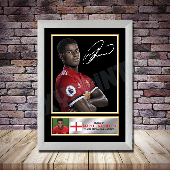 Personalised Signed Football Autograph Print - Marcus Rashford Framed Or Print Only