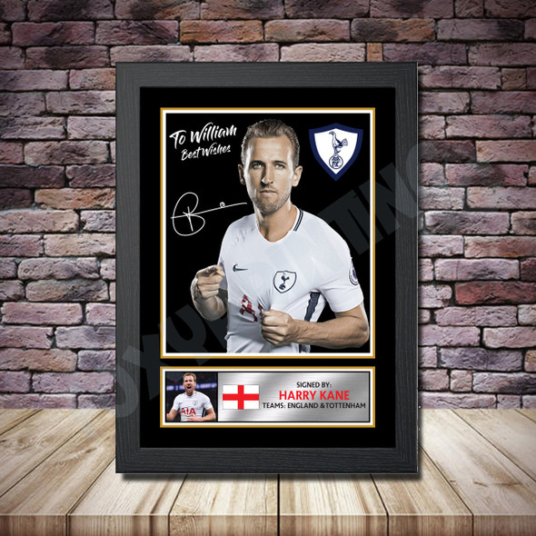 Personalised Signed Football Autograph Print - Harry Kane Personalised Framed Or Print Only