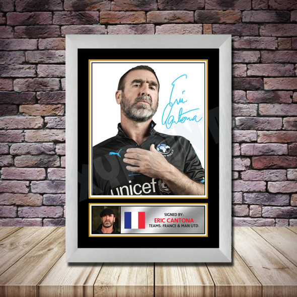 Personalised Signed Football Autograph Print - Eric Cantona 2 Framed Or Print Only