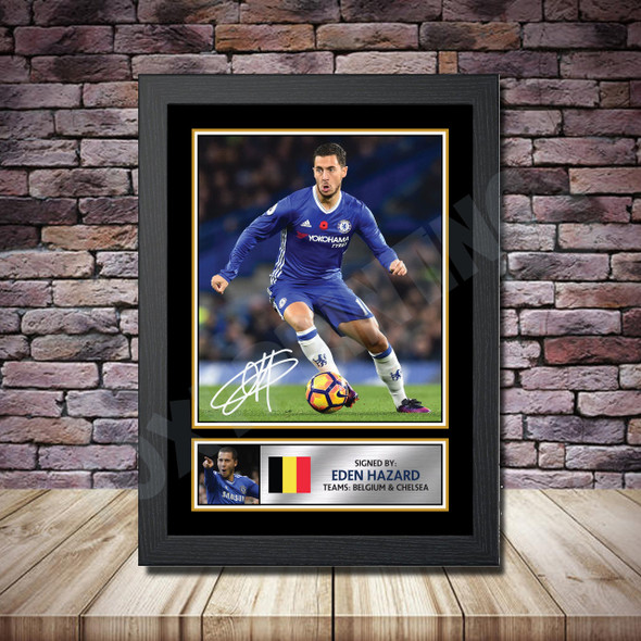 Personalised Signed Football Autograph Print - Eden Hazard Framed Or Print Only