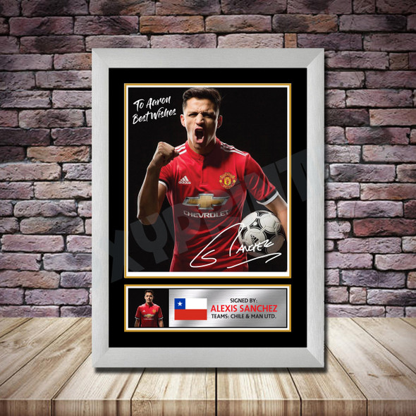 Personalised Signed Football Autograph print - Alexis Sanchez -A4 A3 A2 A1 - Framed or Print Only