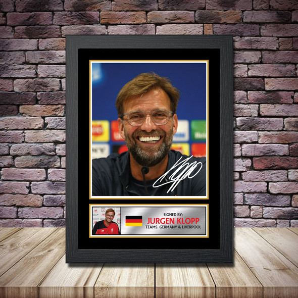 Personalised Signed Football Autograph print - Jurgen Klopp - A4 A3 A2 A1 - Framed or Print Only