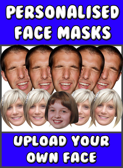 5 x Personalised Create Your Own DIY Photo Face Masks - Custom Party Masks