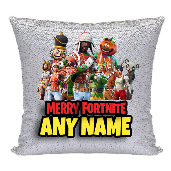 Hot Rod Red Fortnite Fn2 - White Design Magic Reveal Cushion Cover And Insert Personalised Sequin Christmas