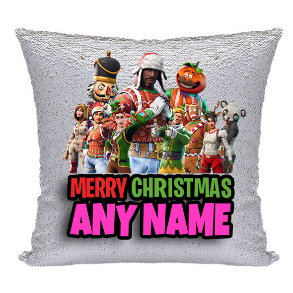 Hot Rod Red Fortnite Fn3 - White Design Magic Reveal Cushion Cover And Insert Personalised Sequin Christmas