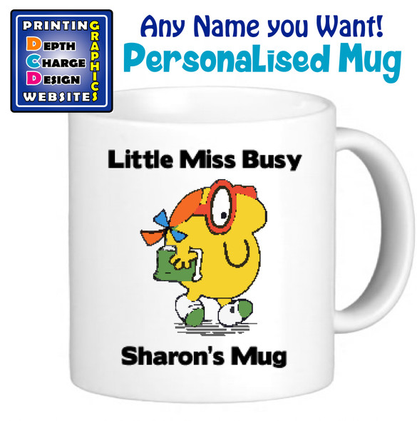 Miss Busy - Personalised Men Or Miss Mugs - Perfect Goft Xmas Secret Santa - Any Name