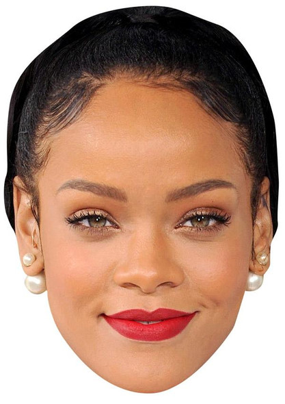 Rihanna Black Hair Jb - Music Star Fancy Dress Cardboard Celebrity Face Mask