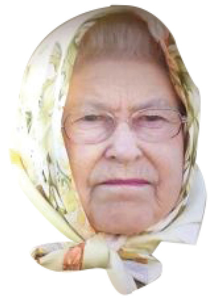 Queen In Headscarf Jb - Royal Fancy Dress Cardboard Celebrity Face Mask