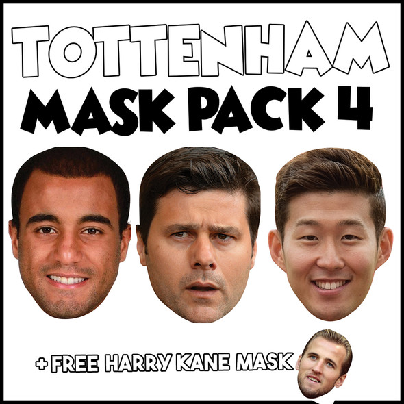 Tottenham Champions League Mask Pack 4 HARRY KANE, MOURA,  SON HEUNG-MIN, AND FREE POCHETINO
