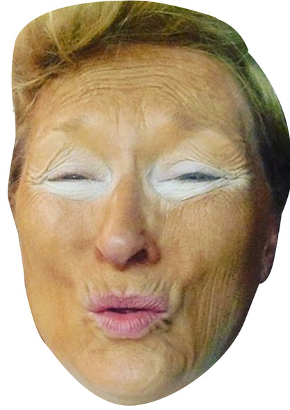 Meryl Streep as DONALD TRUMP Halloween Fancy Dress Cardboard Celebrity Face Mask