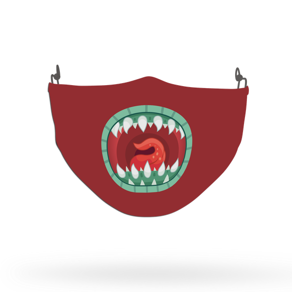 Red Scary Monster Face Covering Print 7
