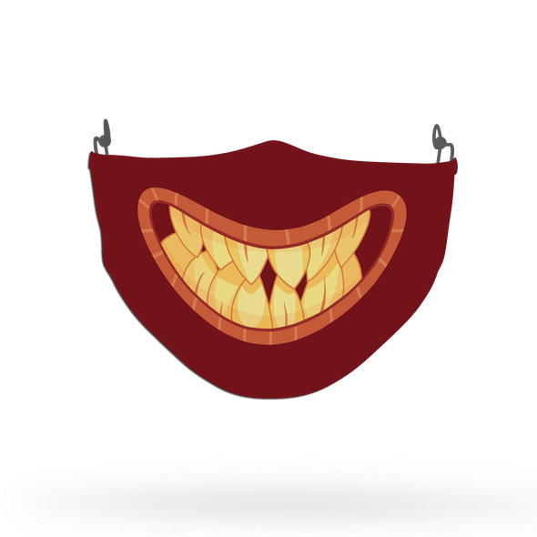 Red Scary Monster Face Covering Print 9