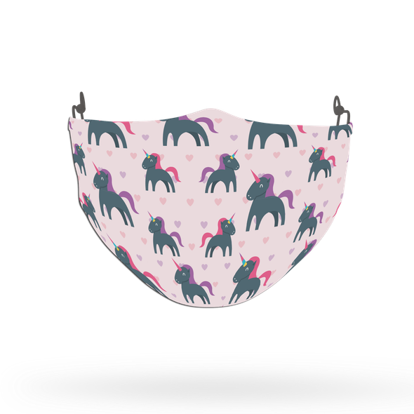 Unicorn Hearts Pattern Face Covering Print 13